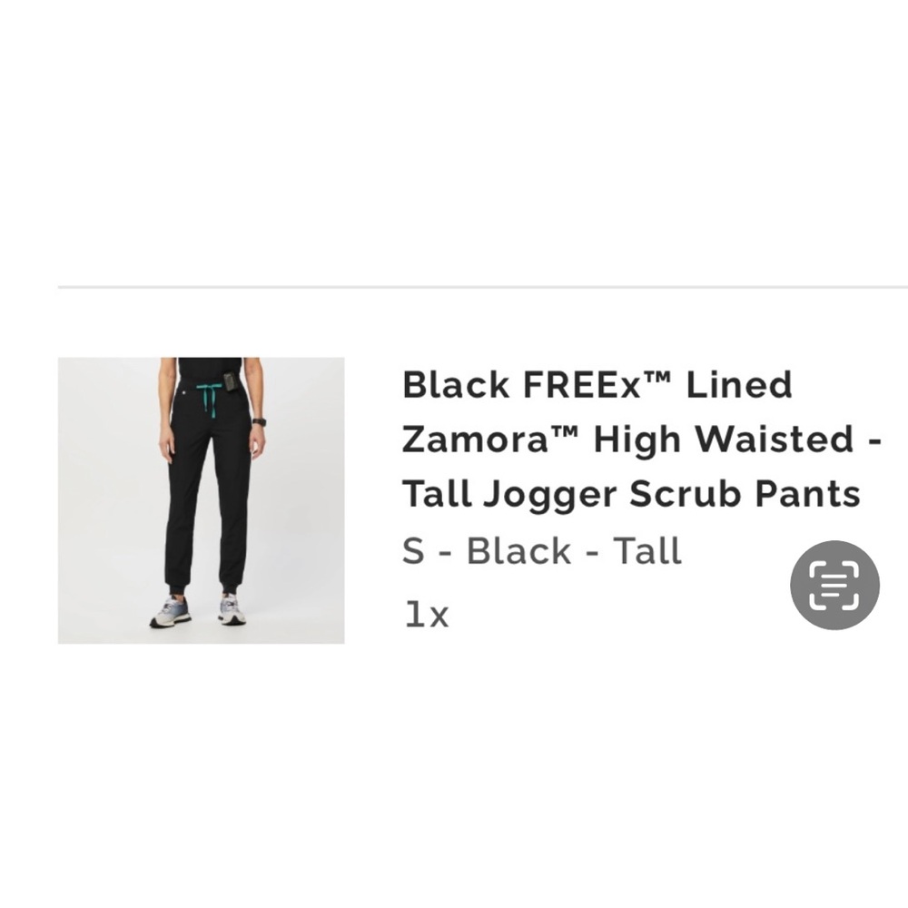 Figs Black Zamora High Waisted Jogger Scrub Pants FreeX lined warm small tall